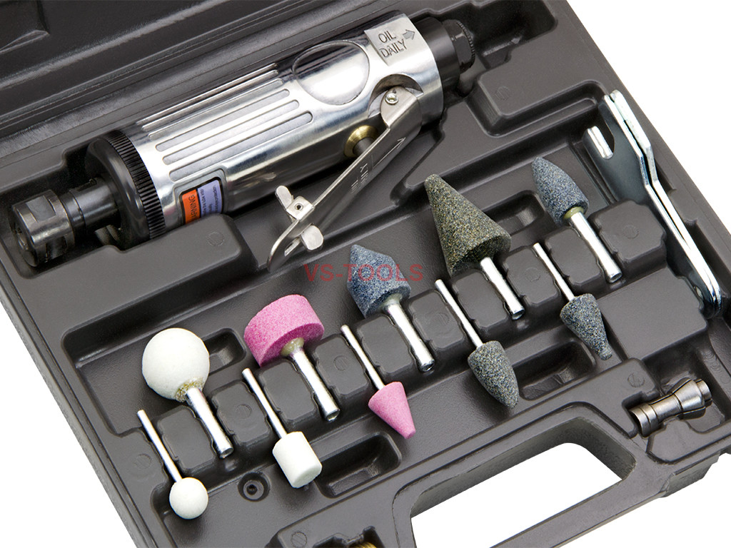 15pcs 1/8 1/4in Air Hand Die Grinder Rotary Tool Set Grinding